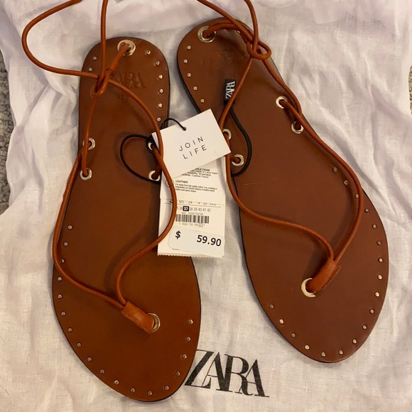Flat Wrap Around Sandal - NWT , Gold Accents